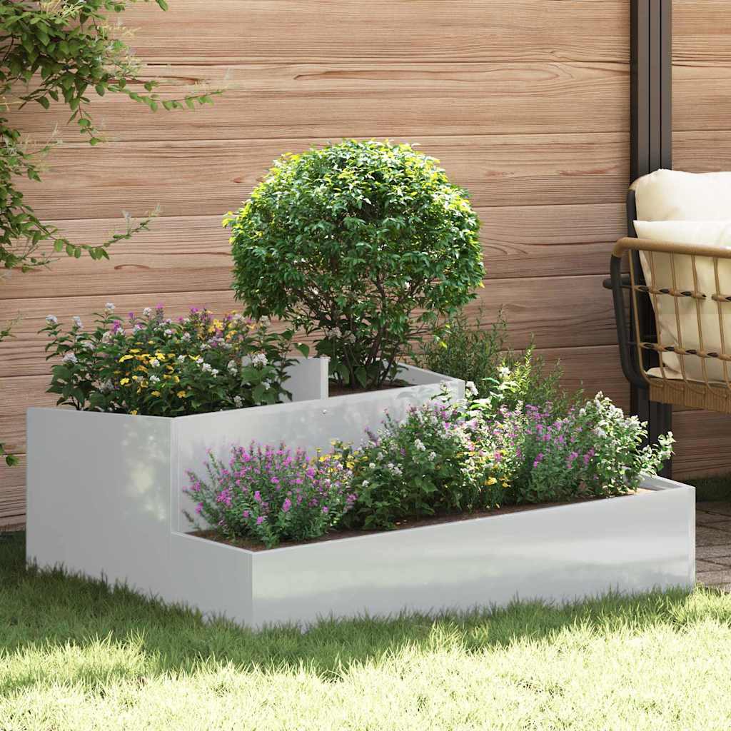 Vidaxl pot de fleur de jardin argent 100 x 100 x 50 cm acier galvanisé