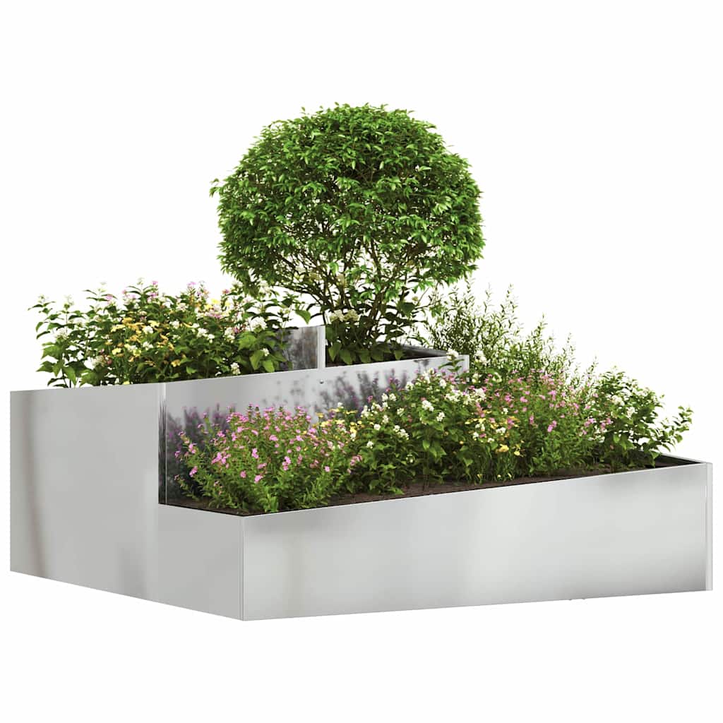 Vidaxl pot de fleur de jardin argent 100 x 100 x 50 cm acier galvanisé