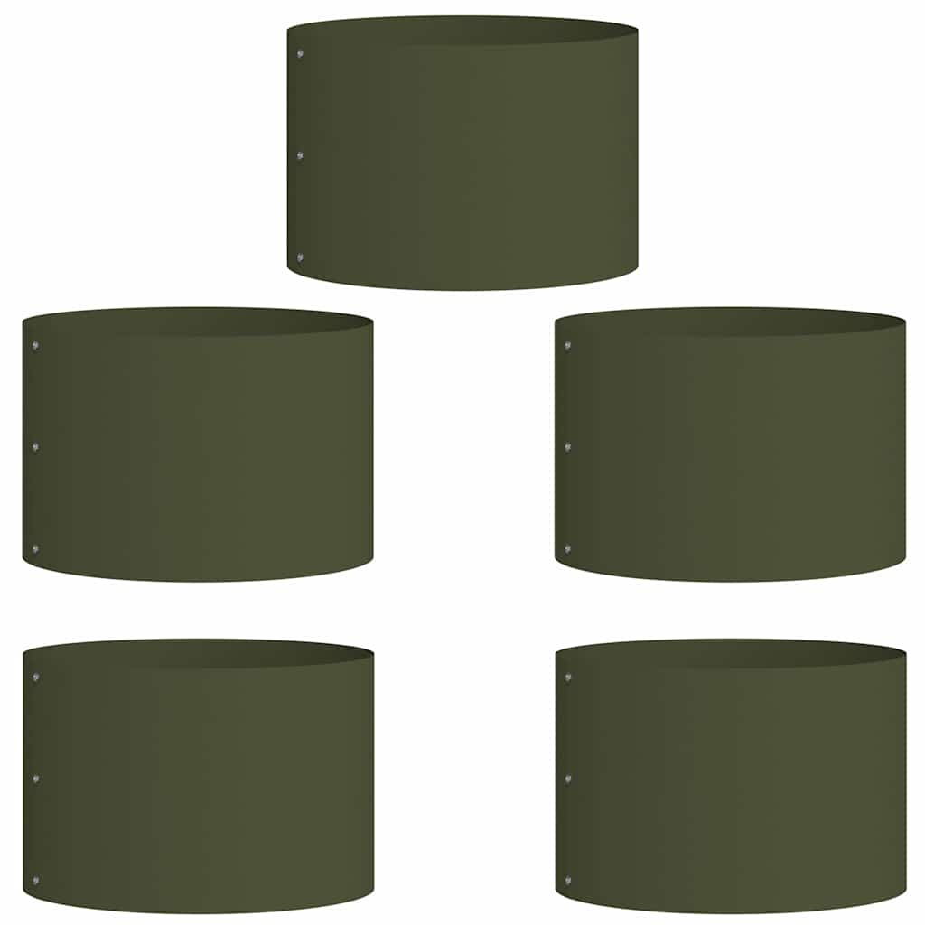 Vidaxxl anneau végétal 5 pcs vert olive 30 x 30 x 20 cm acier laminé à froid
