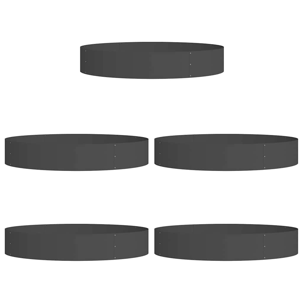 Vidaxxl anneau végétal 5 pcs noir 120 x 120 x 20 cm acier laminé à froid