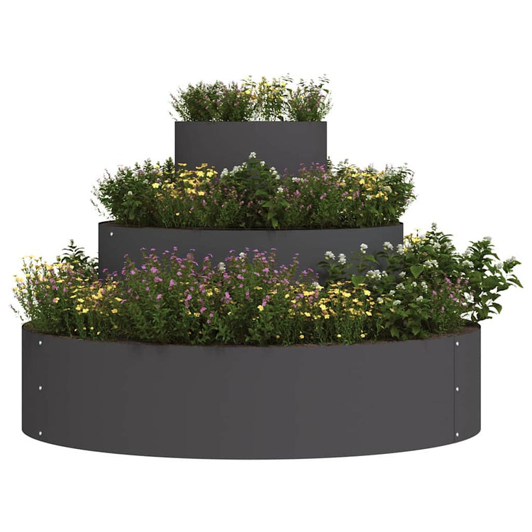 Vidaxl pot de fleur de jardin noir 90 x 90 x 20 cm acier laminé à froid