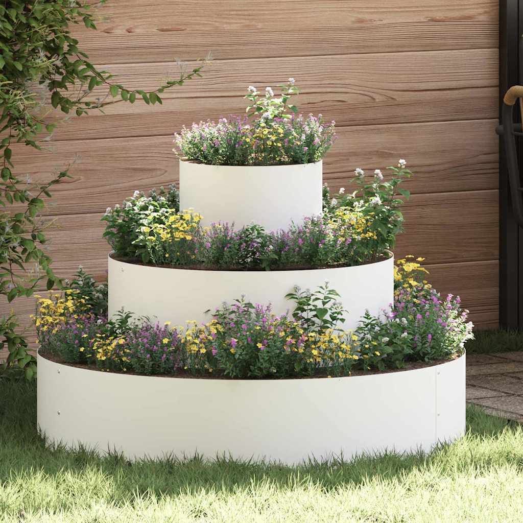 Vidaxl pot de fleur de jardin blanc 90 x 90 x 20 cm acier laminé à froid