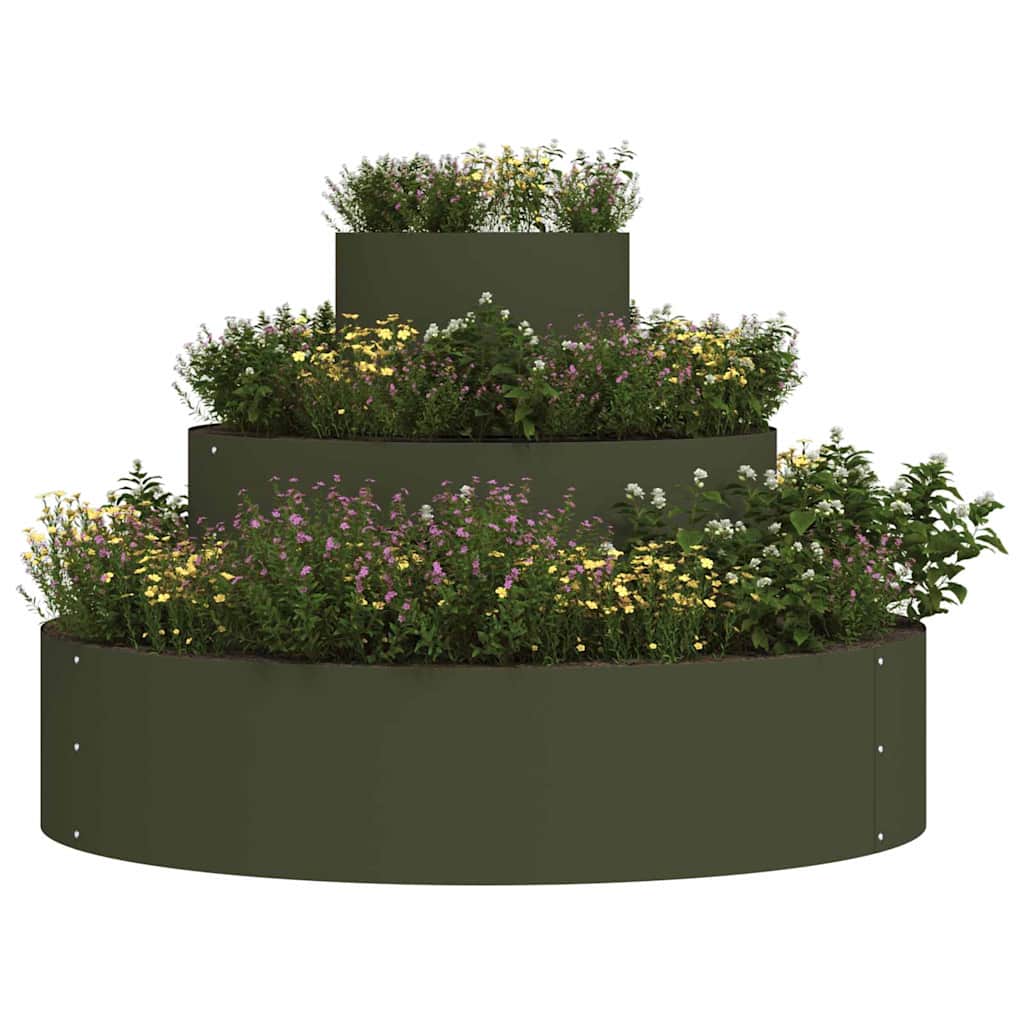 Vidaxxl pot de fleur de jardin vert olive 90 x 90 x 20 cm acier laminé à froid