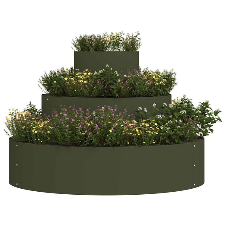 Vidaxxl pot de fleur de jardin vert olive 90 x 90 x 20 cm acier laminé à froid