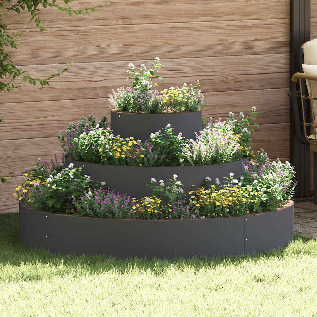 Vidaxxl pot de fleur de jardin anthracite 120 x 120 x 20 cm acier laminé à froid