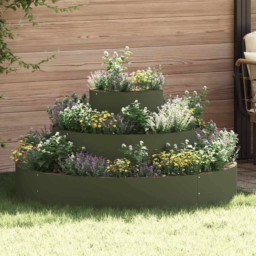 Vidaxxl pot de fleur de jardin vert olive 120 x 120 x 20 cm acier laminé à froid