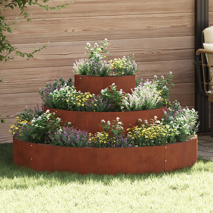 Vidaxl pot de fleur de jardin marron 120 x 120 x 20 cm acier corten