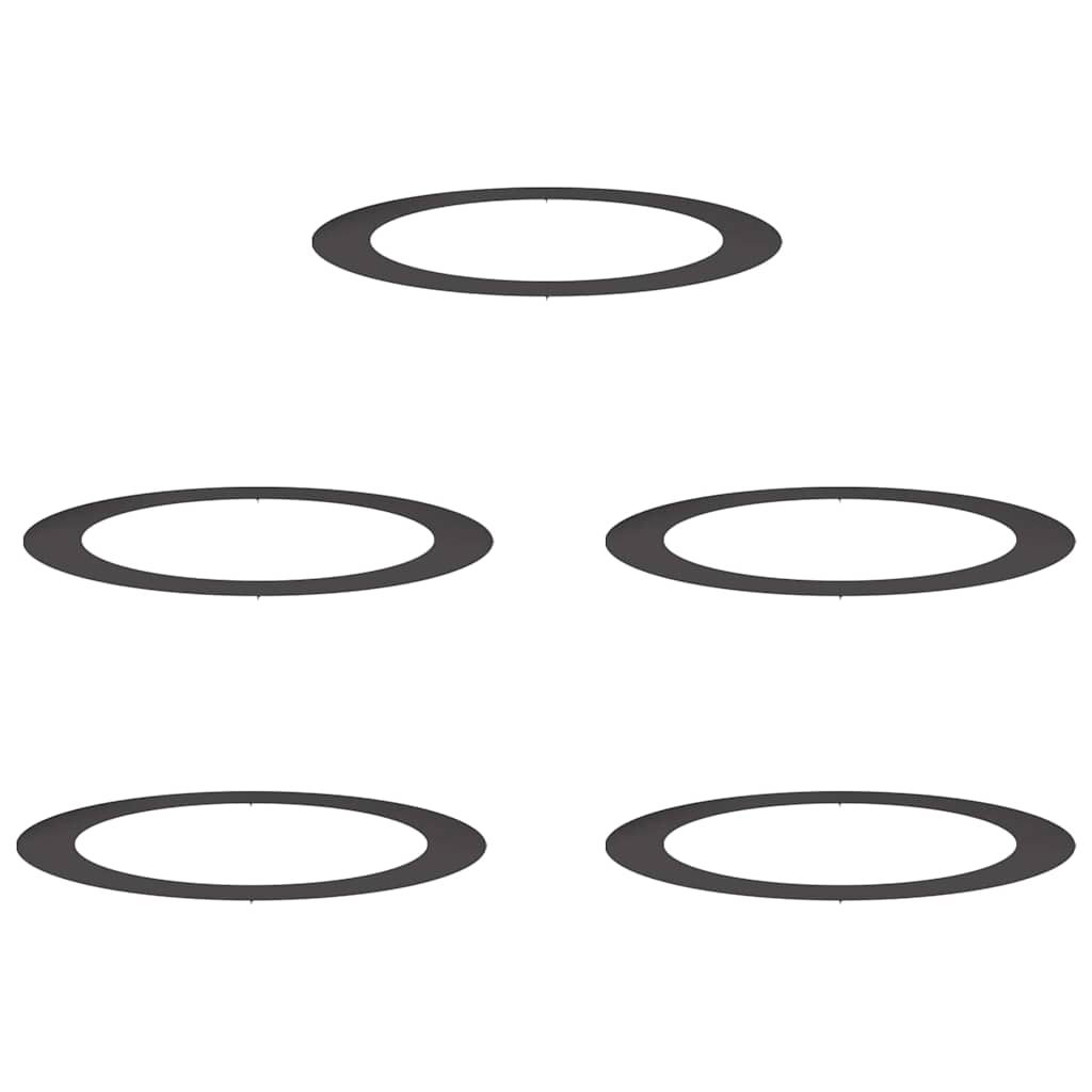 VidaXL adapté aux cernes d'arbre plats 5 pcs noir ø90 120 cm acier