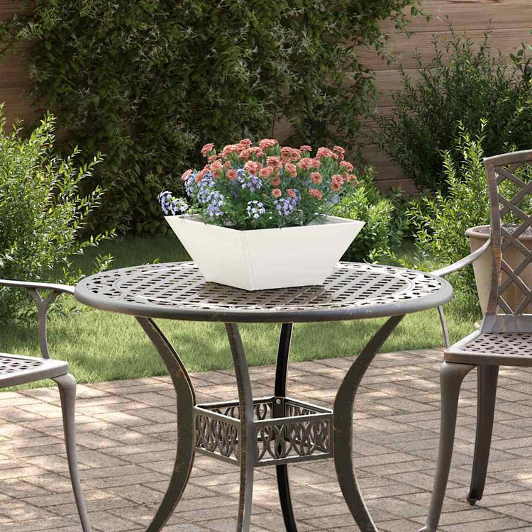 Vidaxl pot de fleur de jardin blanc 35 x 35 x 15 cm acier laminé à froid