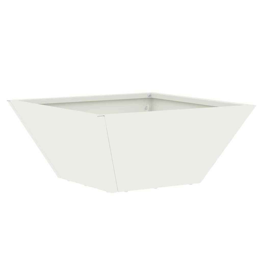 Vidaxl pot de fleur de jardin blanc 35 x 35 x 15 cm acier laminé à froid