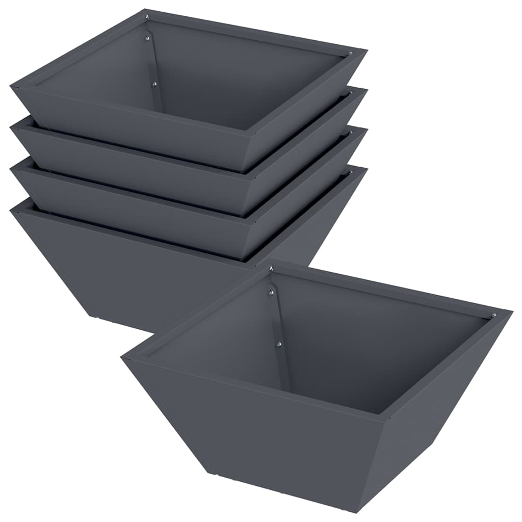 Vidaxl pot de fleur de jardin 5 pcs anthracite 35 x 35 x 15 cm acier laminé à froid