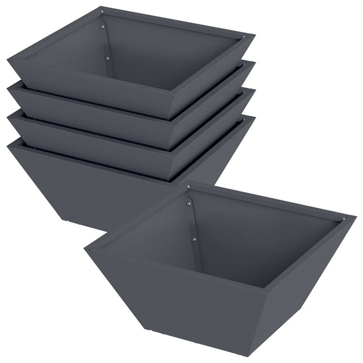 Vidaxl pot de fleur de jardin 5 pcs anthracite 35 x 35 x 15 cm acier laminé à froid