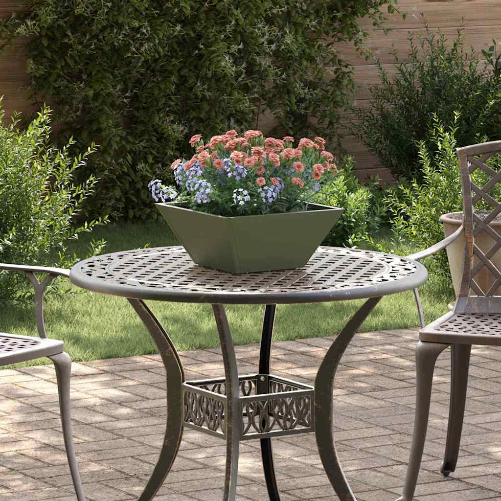 Vidaxl pot de fleur de jardin vert olive 35 x 35 x 15 cm acier laminé à froid