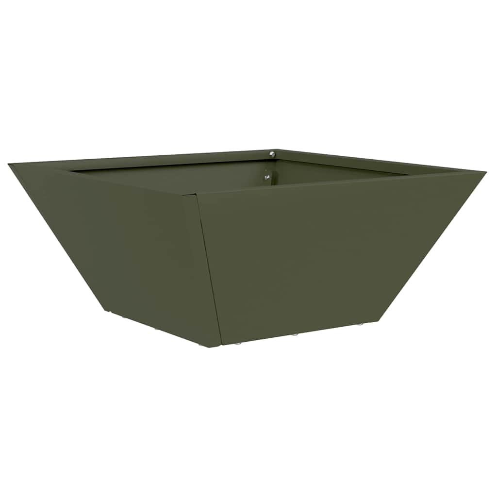 Vidaxl pot de fleur de jardin vert olive 35 x 35 x 15 cm acier laminé à froid