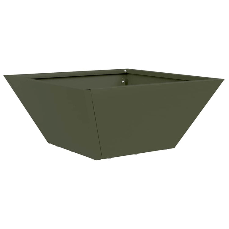Vidaxl pot de fleur de jardin vert olive 35 x 35 x 15 cm acier laminé à froid