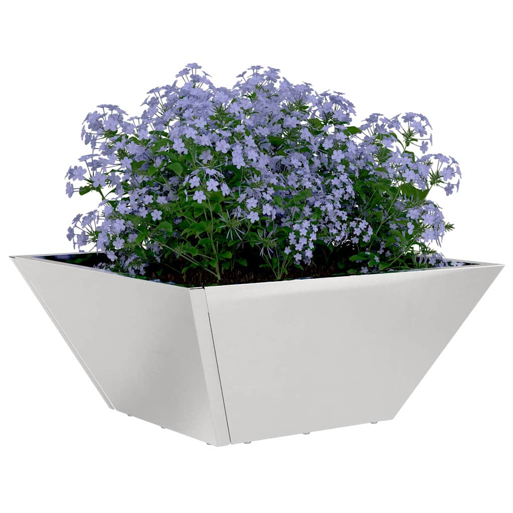 VidaXL pot de fleur de jardin argent 35 x 35 x 15 cm acier inoxydable