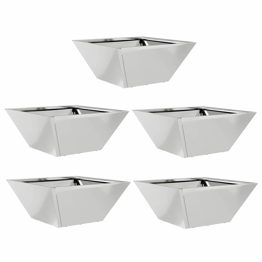 Vidaxl pot de fleur de jardin 5 pcs argent 35 x 35 x 15 cm acier galvanisé