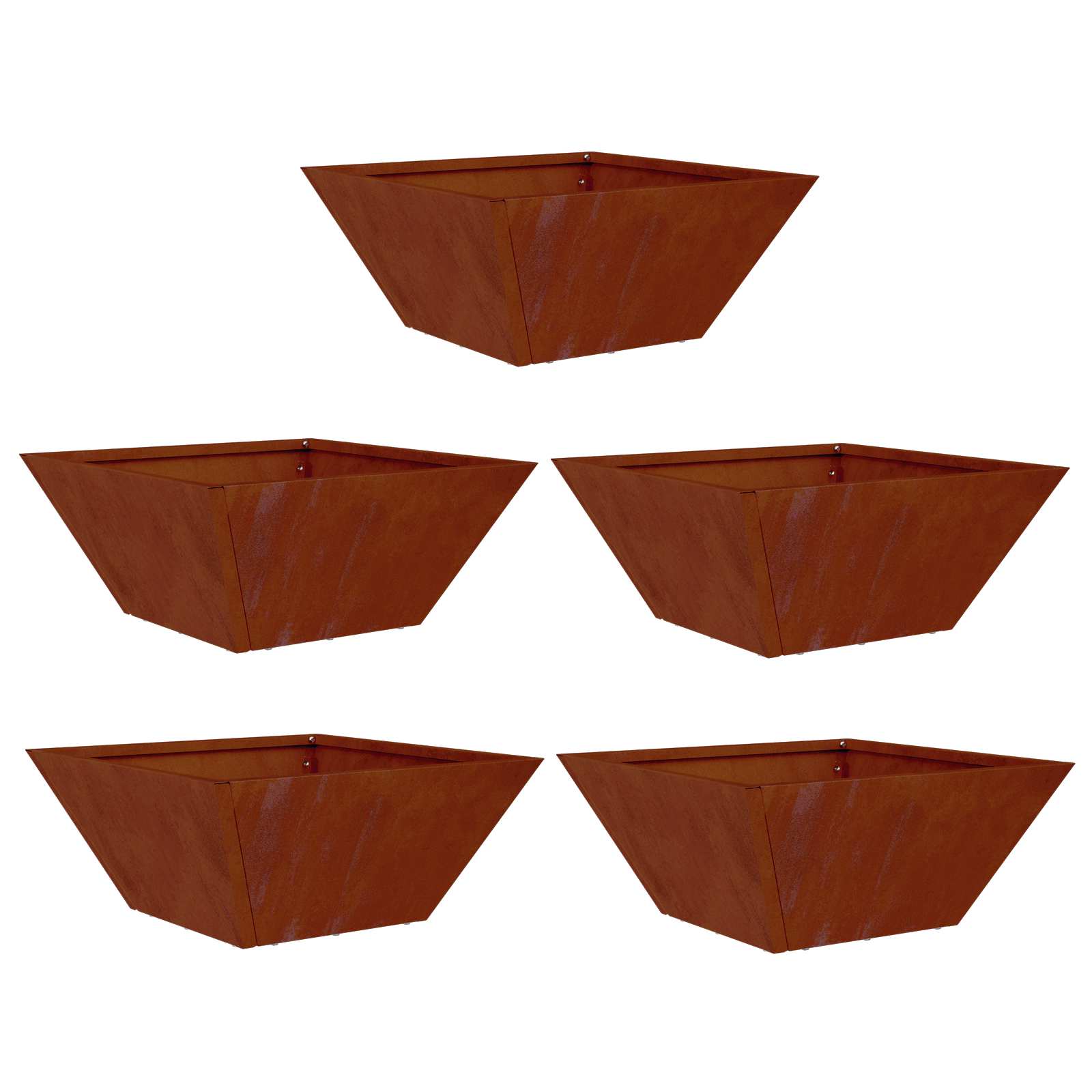 Vidaxl pot de fleur de jardin 5 pcs rouillé 35 x 35 x 15 cm acier corten