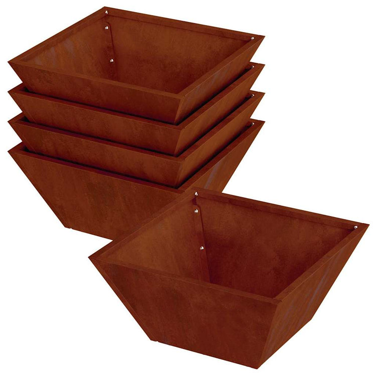 Vidaxl pot de fleur de jardin 5 pcs rouillé 35 x 35 x 15 cm acier corten