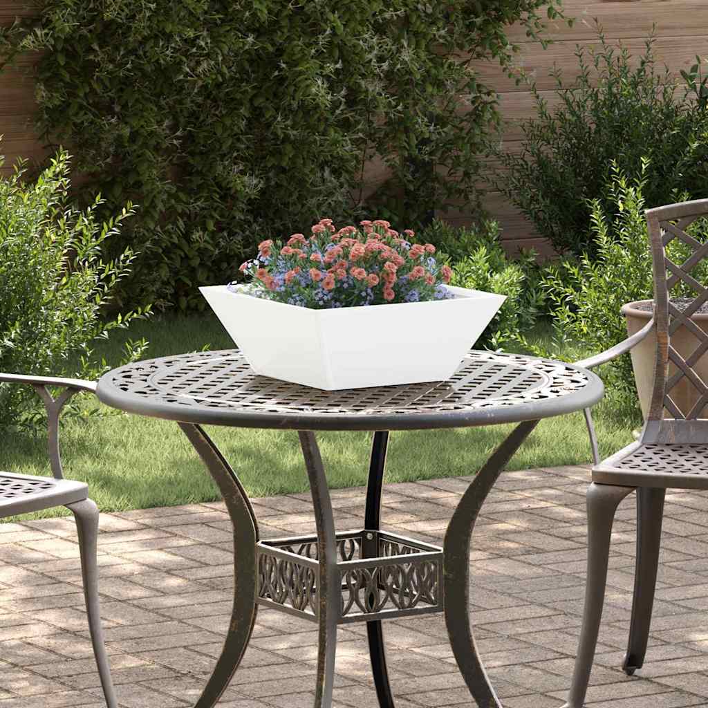 Vidaxl pot de fleur de jardin blanc 40 x 40 x 15 cm acier laminé à froid