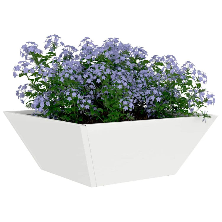Vidaxl pot de fleur de jardin blanc 40 x 40 x 15 cm acier laminé à froid