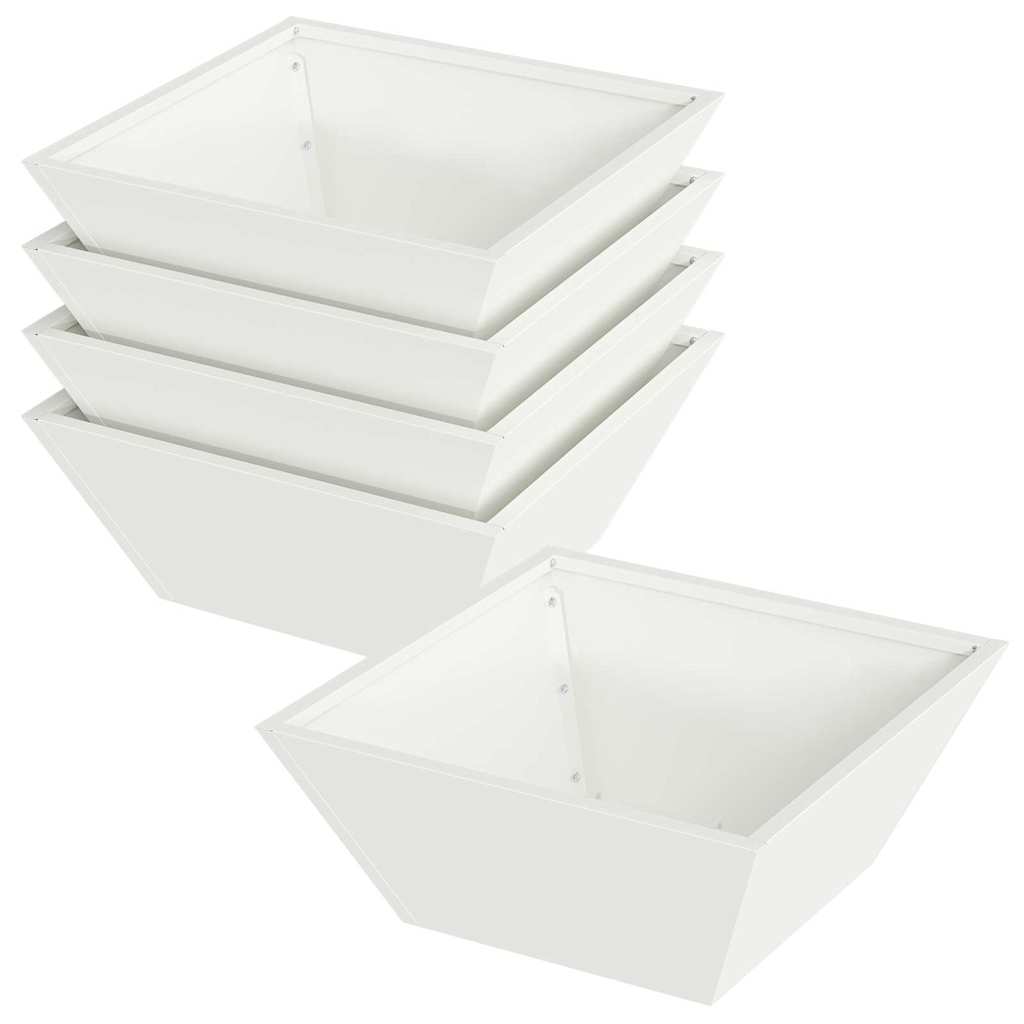 Vidaxxl pot de fleur de jardin 5 pcs blanc 40 x 40 x 15 cm acier laminé à froid