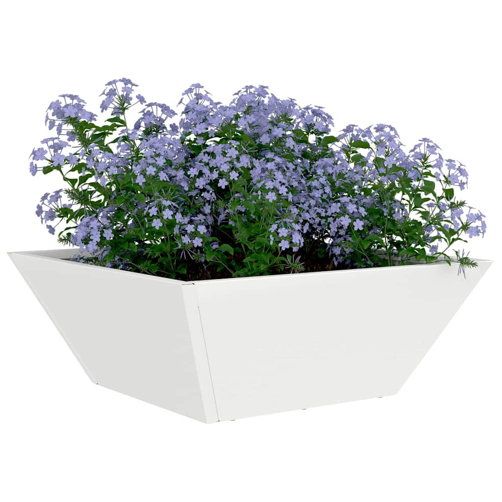 Vidaxxl pot de fleur de jardin 5 pcs blanc 40 x 40 x 15 cm acier laminé à froid