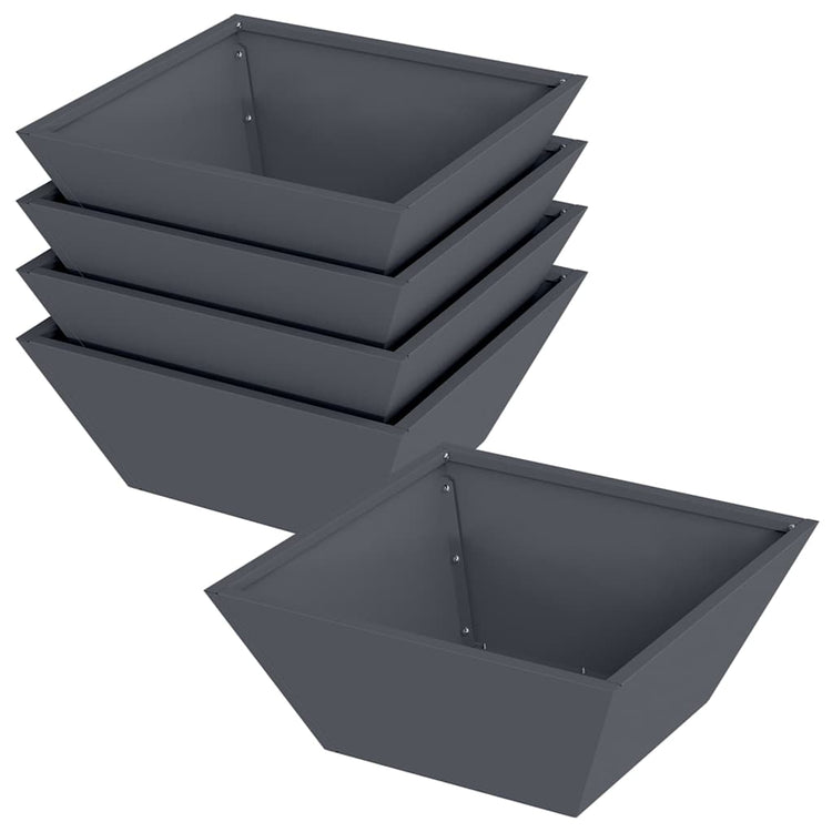 Vidaxl pot de fleur de jardin 5 pcs anthracite 40 x 40 x 15 cm acier laminé à froid