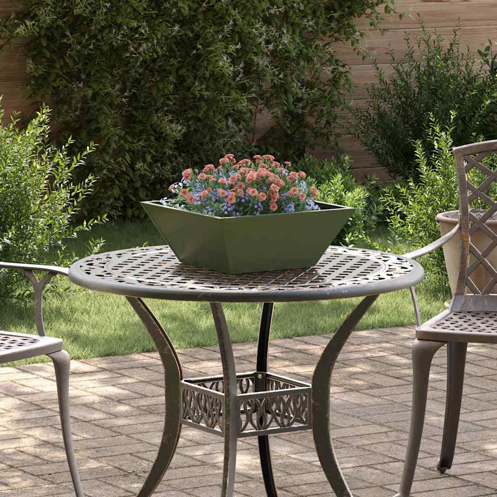 Vidaxl pot de fleur de jardin vert olive 40 x 40 x 15 cm acier laminé à froid