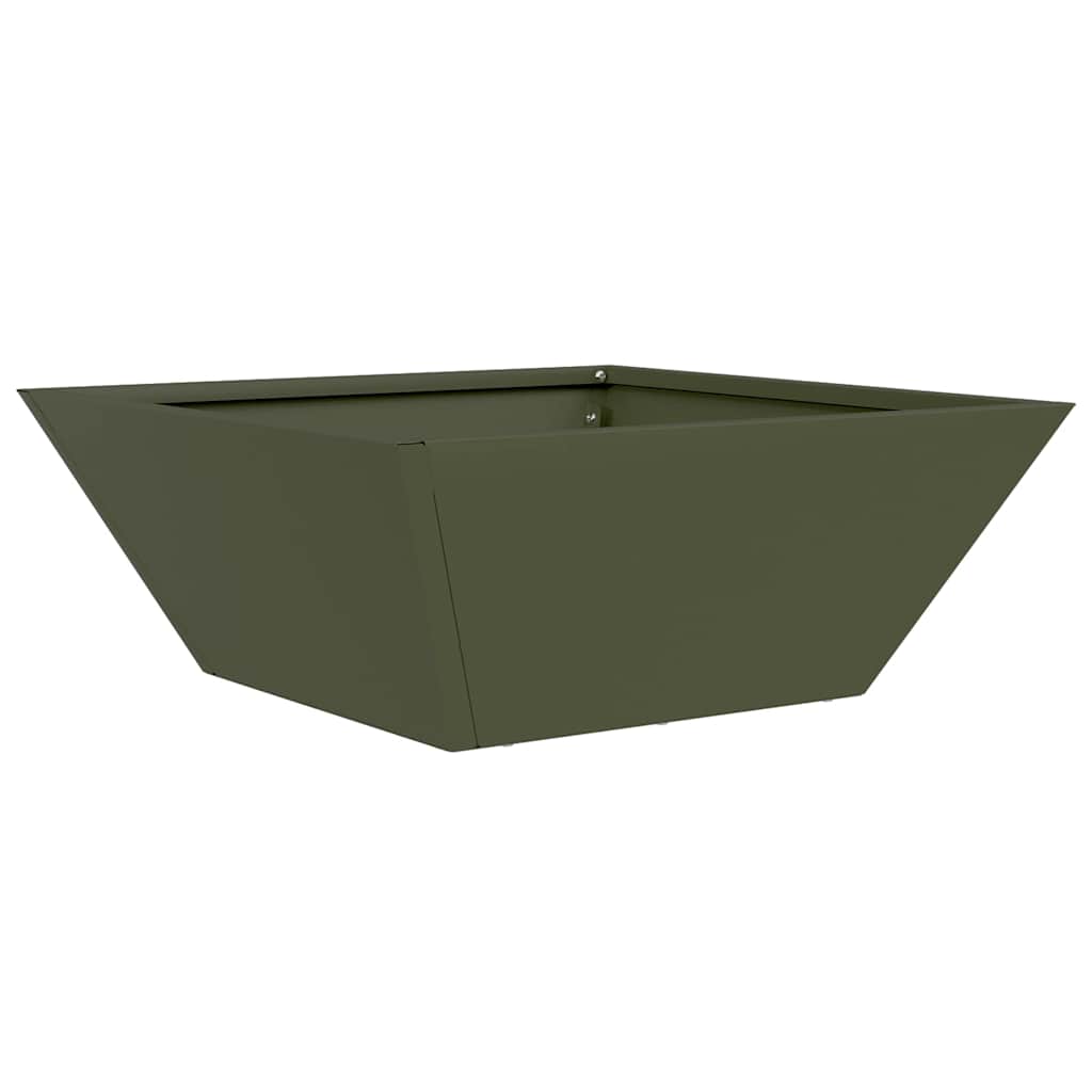 Vidaxl pot de fleur de jardin vert olive 40 x 40 x 15 cm acier laminé à froid