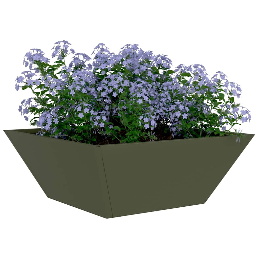 Vidaxl pot de fleur de jardin vert olive 40 x 40 x 15 cm acier laminé à froid
