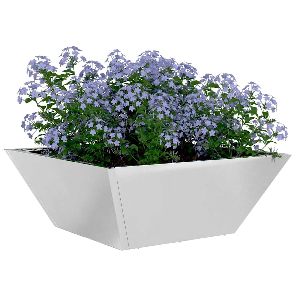 VidaXL pot de fleur de jardin argent 40 x 40 x 15 cm acier inoxydable