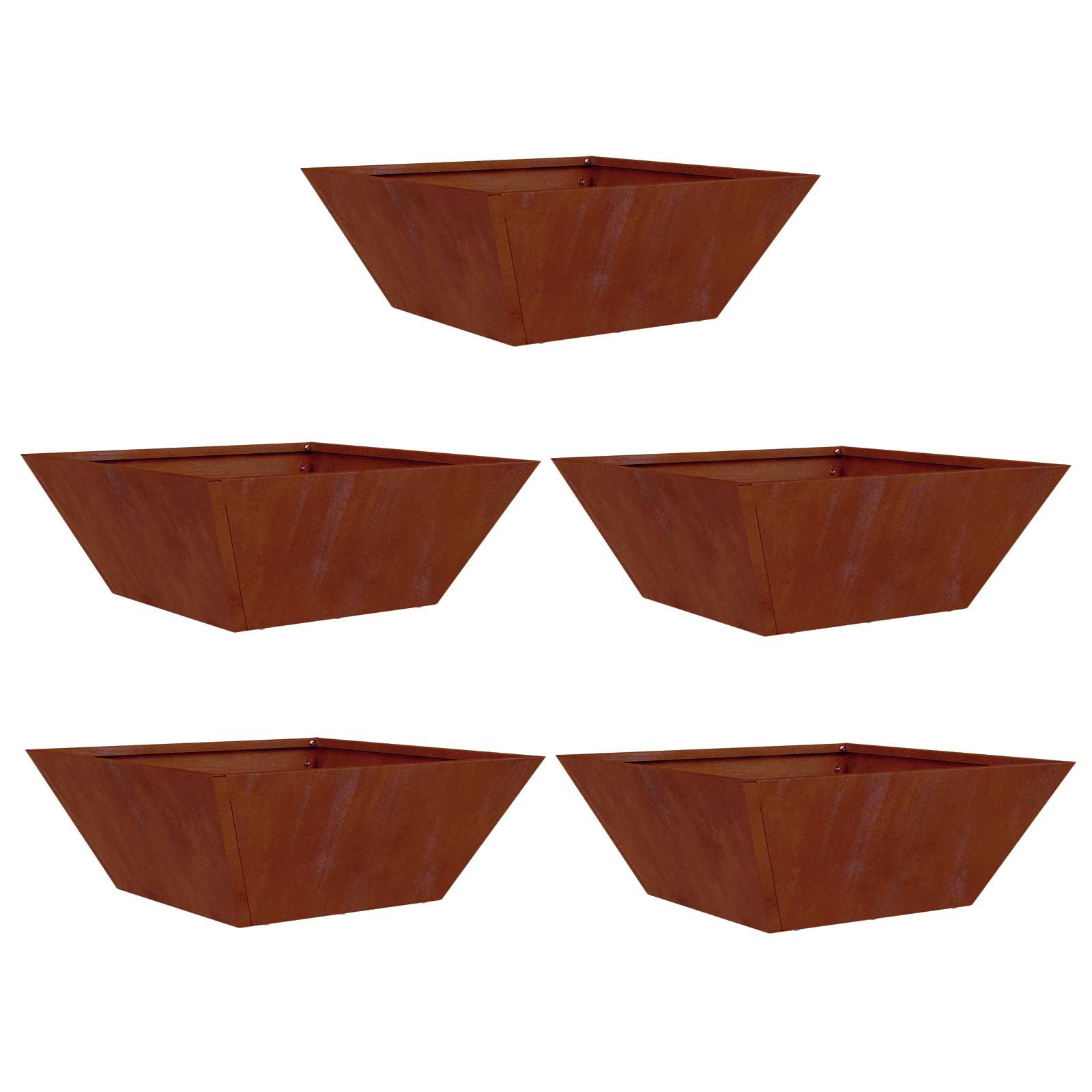Vidaxl pot de fleur de jardin 5 pcs rouillé 40 x 40 x 15 cm acier corten