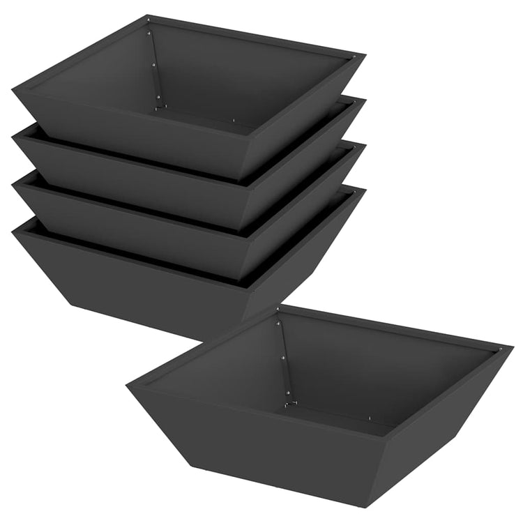 Vidaxxl pot de fleur de jardin 5 pcs noir 50 x 50 x 15 cm acier laminé à froid