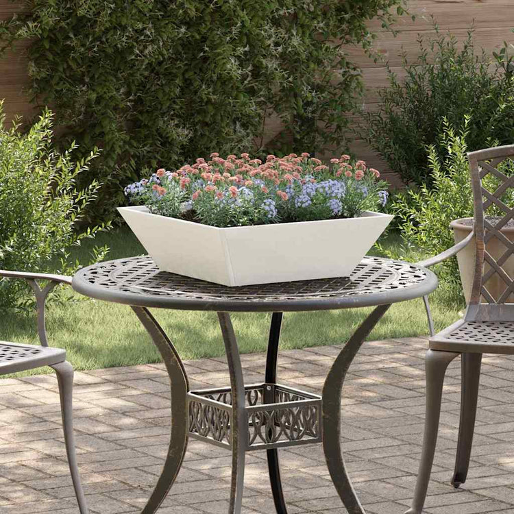 Vidaxl pot de fleur de jardin blanc 50 x 50 x 15 cm acier laminé à froid