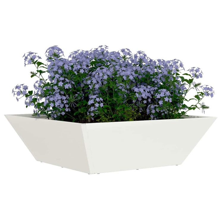 Vidaxl pot de fleur de jardin blanc 50 x 50 x 15 cm acier laminé à froid