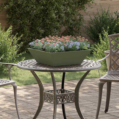 Vidaxl pot de fleur de jardin vert olive 50 x 50 x 15 cm acier laminé à froid