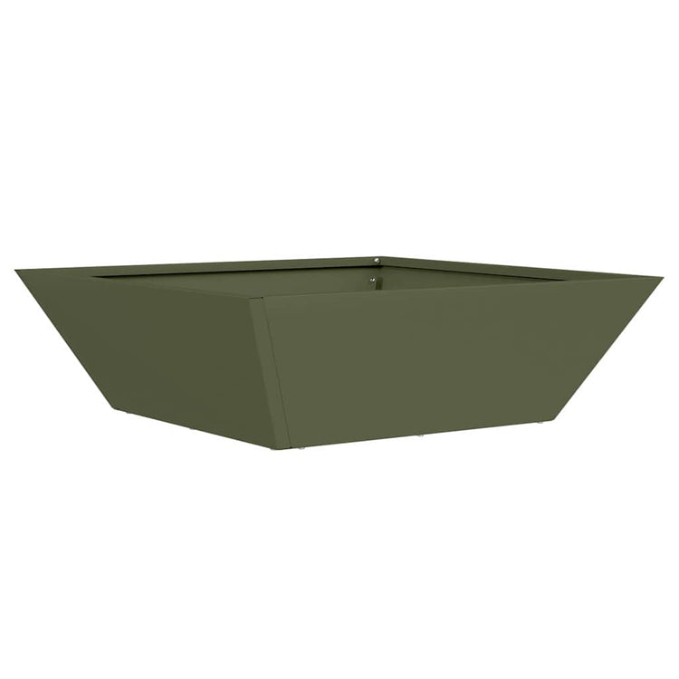 Vidaxl pot de fleur de jardin vert olive 50 x 50 x 15 cm acier laminé à froid