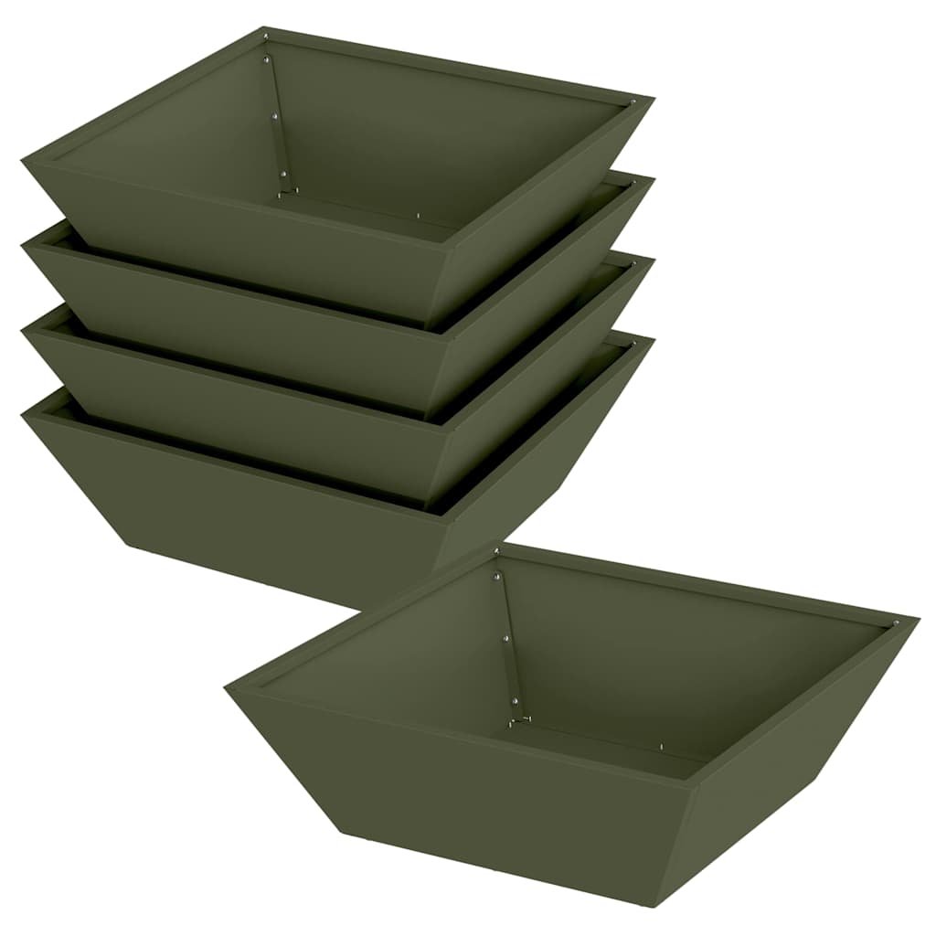 Vidaxl pot de fleur de jardin 5 pcs vert olive 50 x 50 x 15 cm