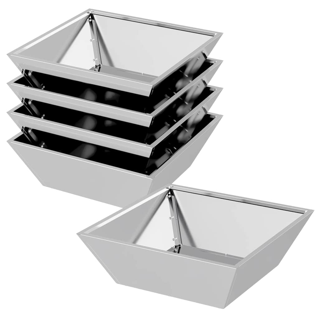 Vidaxl pot de fleur de jardin 5 pcs argent 50 x 50 x 15 cm acier galvanisé