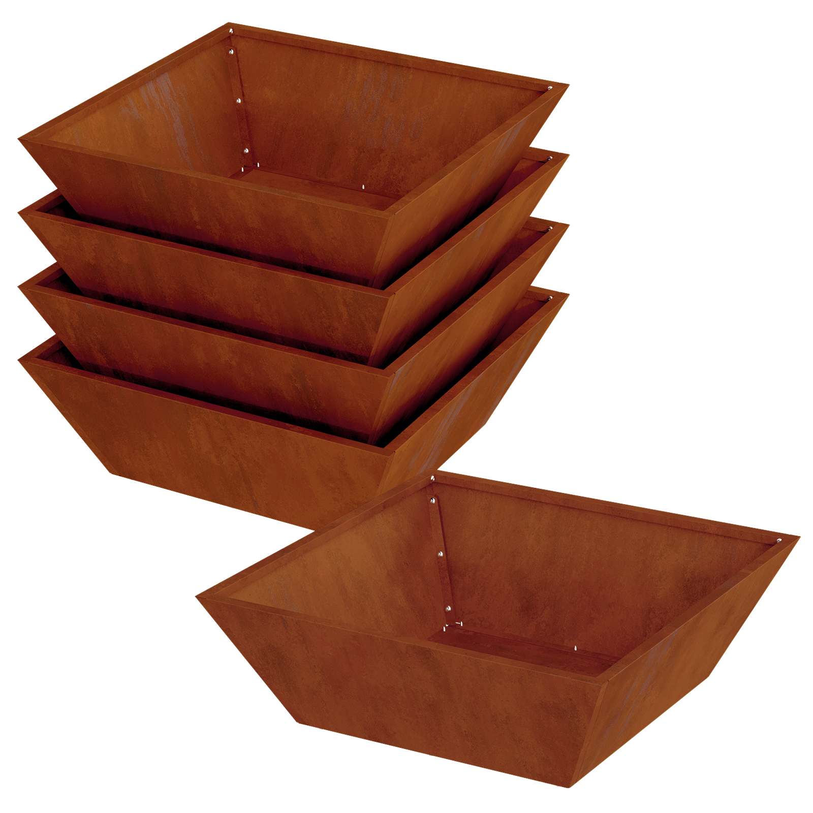 Vidaxl pot de fleur de jardin 5 pcs rouillé 50 x 50 x 15 cm acier corten