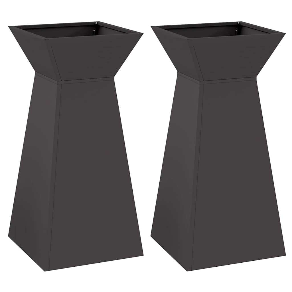 VidaXL jardinière pilier 2 pcs noir 35 x 35 x 73 cm
