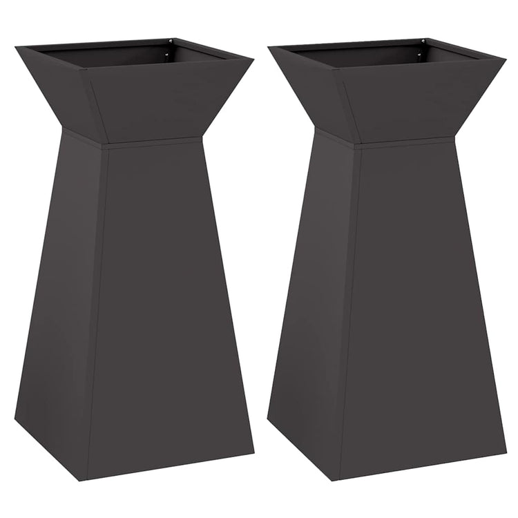 VidaXL jardinière pilier 2 pcs noir 35 x 35 x 73 cm