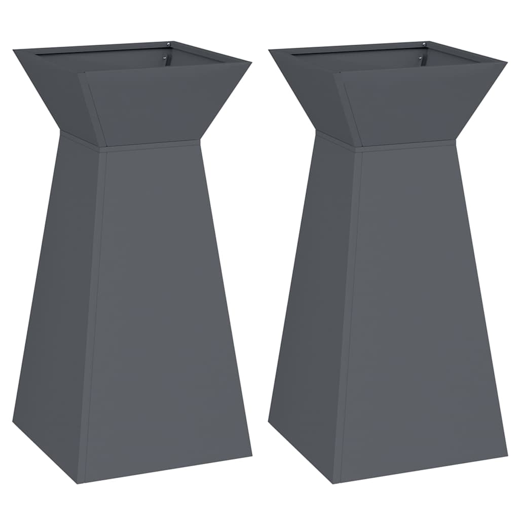 Vidaxxl jardinière pilier 2 pcs anthracite 35 x 35 x 73 cm