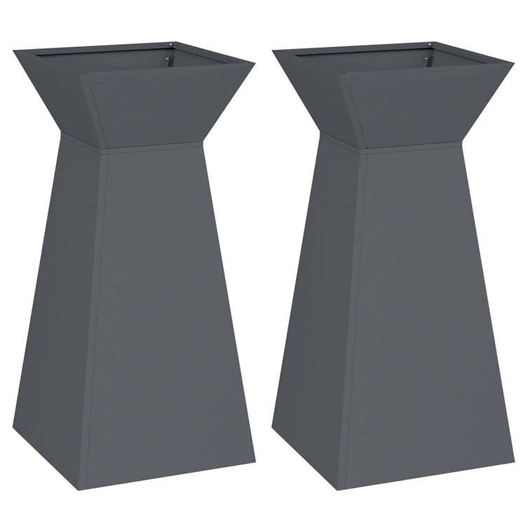 Vidaxxl jardinière pilier 2 pcs anthracite 35 x 35 x 73 cm