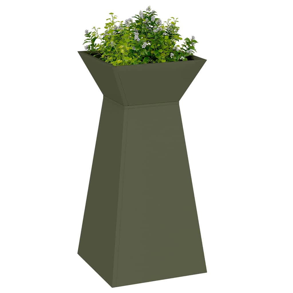 VidaXL jardinière pilier 2 pcs vert olive 35 x 35 x 73 cm