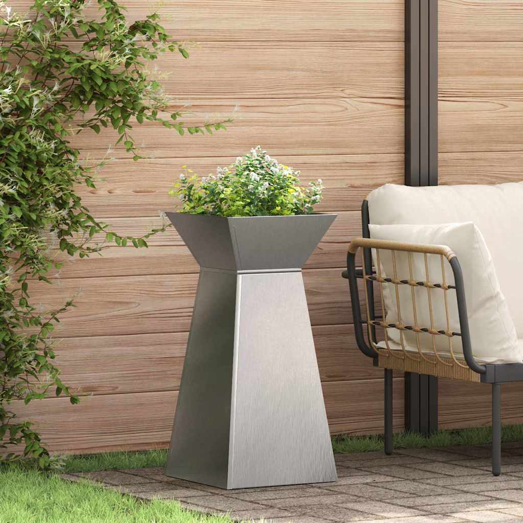 VidaXL jardinière pilier argent 35 x 35 x 73 cm acier inoxydable