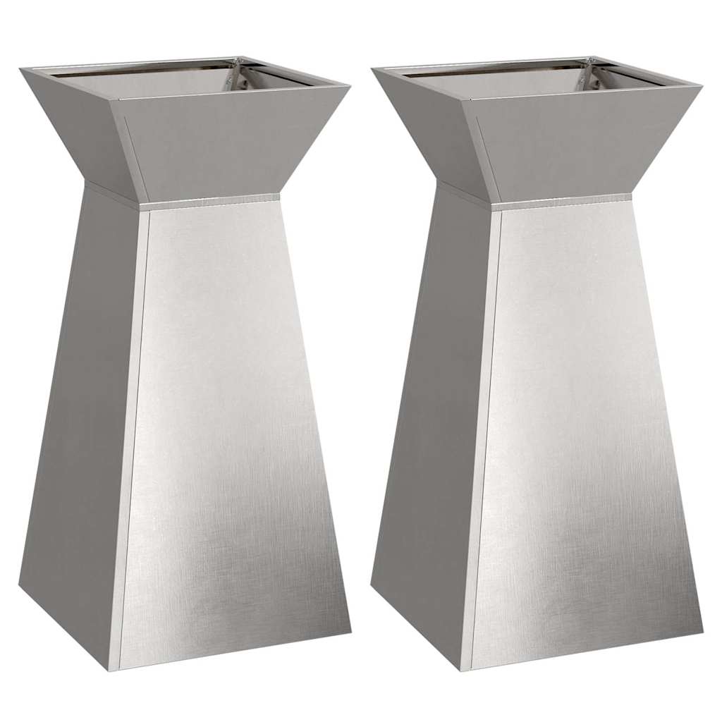 VidaXL jardinière pilier 2 pcs argent 35 x 35 x 73 cm