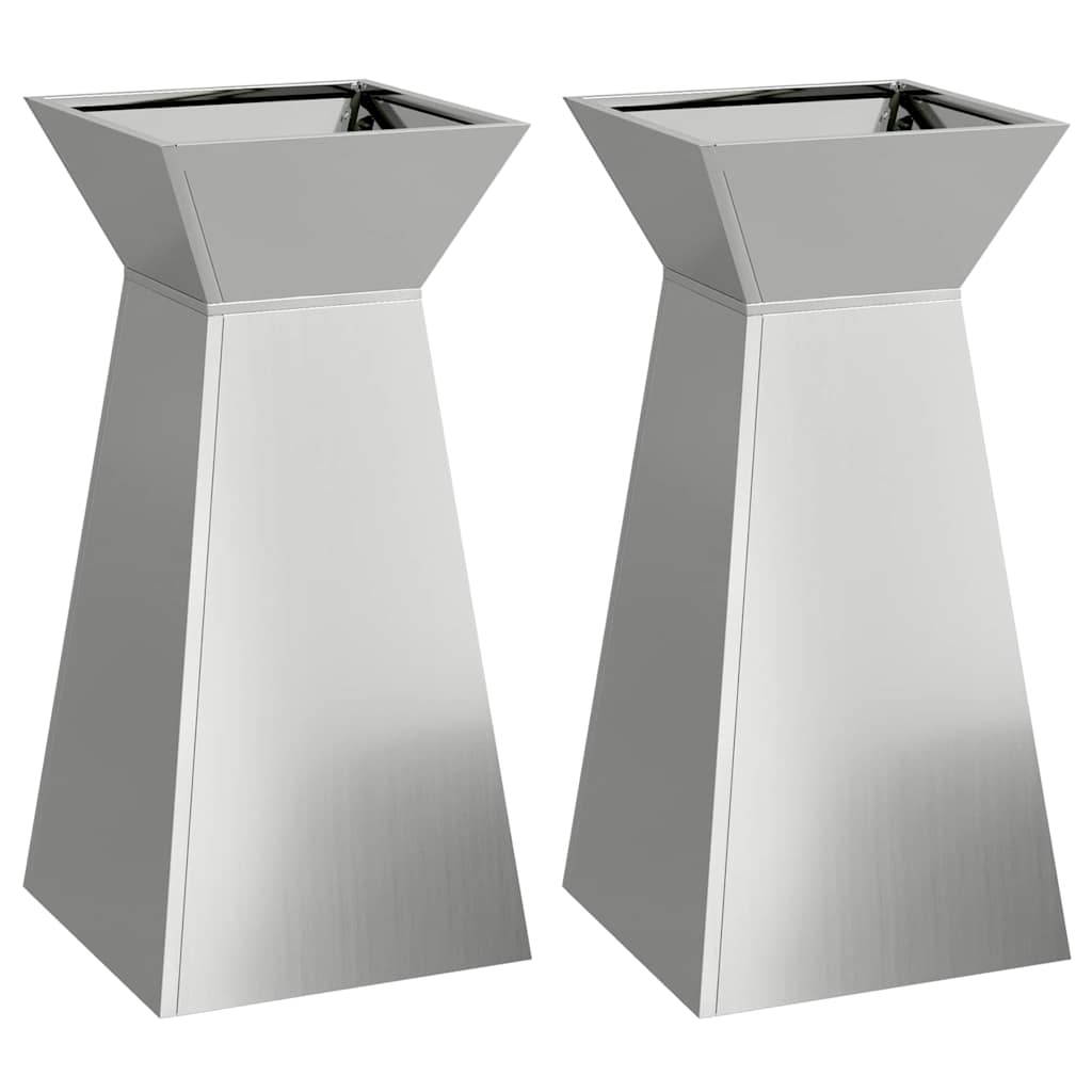 VidaXL jardinière pilier 2 pcs argent 35 x 35 x 73 cm