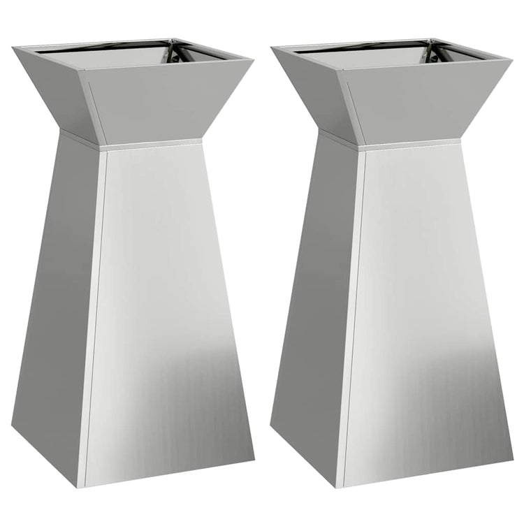 VidaXL jardinière pilier 2 pcs argent 35 x 35 x 73 cm